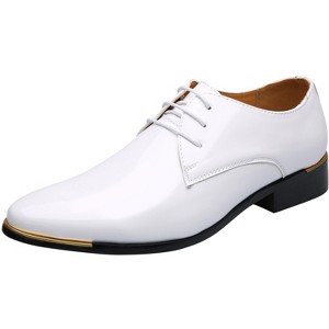 Santimon Dress Shoes Mens Classic Pointed-Toe Patent Leather Lace-up Formal Oxford Shoes - 1 of 4