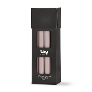 TAG Color Studio 10" Straight Taper Unscented Smokeless Paraffin Wax Candle Lavender Burn Time 10 hrs. Set 12 - 1 of 2