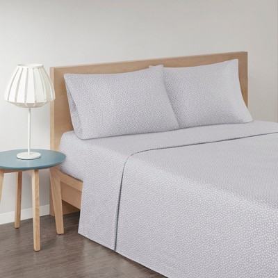 Full Gray Dots Cotton Flannel Sheet Set