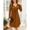 Women's Maternity Dress Casual T-Shirt Dress V Neck Button Down Irregular Hem Long Sleeve Tunic Shift Midi Dress - 3 of 4