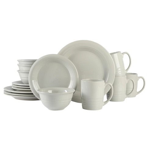   Basics 18-Piece Kitchen Dinnerware Set, Plates, Dishes,  Bowls, Service for 6, Swirl