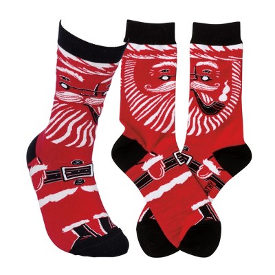 Novelty Socks 14.0" Santa Socks Lol Make You Smile Primitives By Kathy  -  Socks