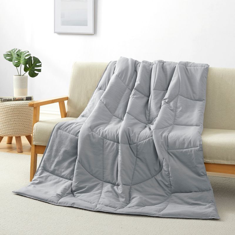 Peace Nest Ultra Lightweight Microfiber Throw Ergonomic Design Blanket 50"x70", Gray, 1 of 7