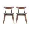 Set of 2 Dining Chairs Upholstered Chairs Accent Chairs Armless Chairs, Mid-Century Modern, Brown+Light Gray-Merax - 4 of 4
