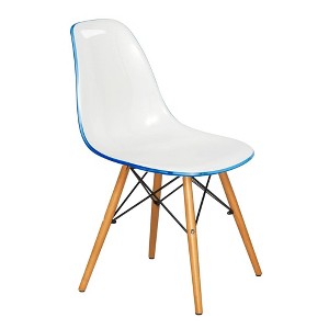 LeisureMod Cresco Mid-Century Modern Acrylic Dining Chair with Wooden Dowel Eiffel Legs – Kitchen & Dining Room Chair - 1 of 4