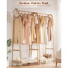 Clothing Rack with Storage Shelf - Bamboo Freestanding Garment Rack for Hanging Clothes, Heavy Duty Clothes Organizer - 4 of 4