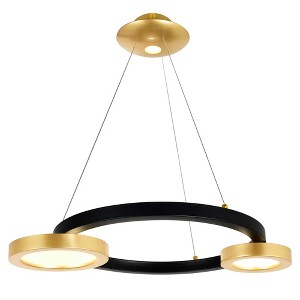 CWI Lighting Deux Lunes LED Chandelier With Sun Gold & Black Finish - 1 of 4