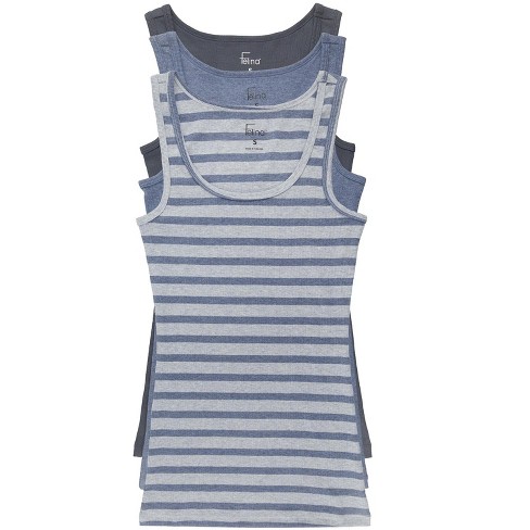 Felina Womens Cotton Ribbed Tank Top 3-pack (cool Blues, Large) : Target