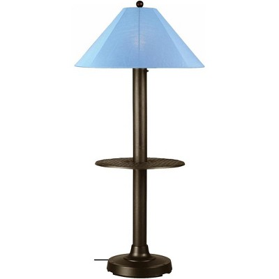 Patio Living Concepts Catalina Floor Table Lamp 39697 with 3 bronze body and sky blue Sunbrella shade fabric