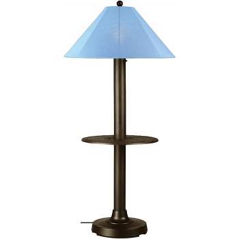 Patio Living Concepts Catalina Floor Table Lamp 39697 with 3 bronze body and sky blue Sunbrella shade fabric