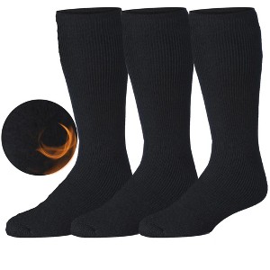 JAMES FIALLO Mens 3 Pairs Cold Resistant Super Midnight Black Serenity Thermal Boot Socks - 1 of 1