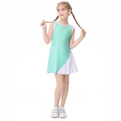 Girls Tennis Golf Dress Outfit Sleeveless A-line Pleated Athletic Skirt Dress with Pockets Safety Inner Shorts