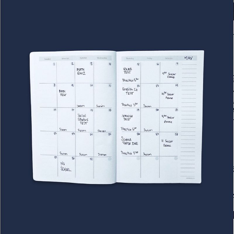 Kahootie Co. It's That Kinda Day School & After School 9" x 6" Monthly & Weekly Planner Navy Polka, 3 of 8