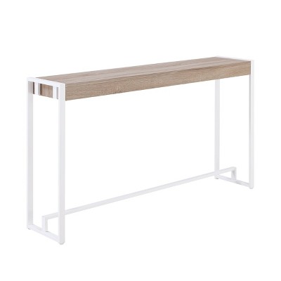 Mocha Gray & Fresh White Industrial Console Table with Storage
