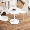 Ridstar 31.50 in. Octagonal Wood Coffee Table with White Printed Marble Top and Metal Base - 3 of 4