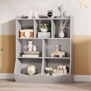 3-Tier Toy Storage Organizer, Bookshelf for Toys, Books, 5 Open Compartments & 2 Tilting Storage Boxes for Home, Kindergarten - 1 of 4