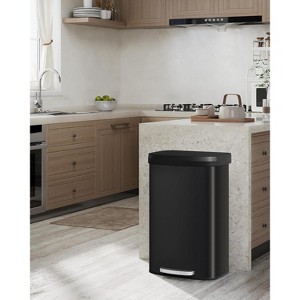 21 Gallon / 80 Liter Step-on Trash Can, Stainless Steel Kitchen Garbage Bin Featuring Soft-Close Plastic Lid and Liner Retainer Ring - 1 of 4