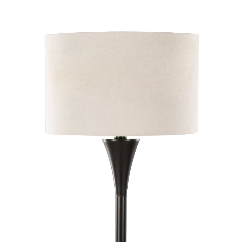 LumiSource Lenuxe 65&#34; Contemporary Metal Floor Lamp in Oil Rubbed Bronze with Natural Linen Shade from Grandview Gallery, 3 of 7