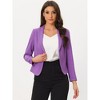 INSPIRE CHIC Women's Open Front Office Long Sleeve Lightweight Printed Floral Crop Suit Blazer - 2 of 4