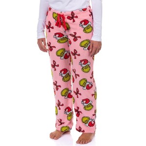 Seven Times Six Dr. Seuss The Grinch Pajamas Women's Bow and Santa Hat Lounge PJ Bottoms - 1 of 4
