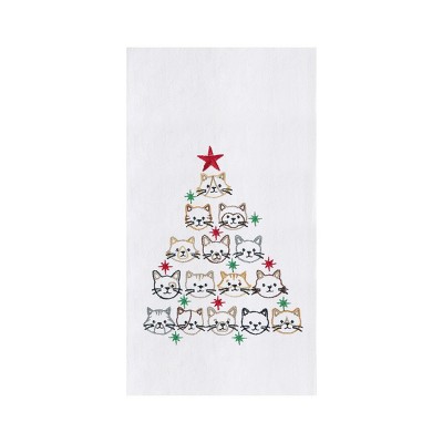 C&F Home Cat Face Christmas Tree Flour Sack Kitchen Towel