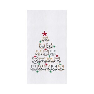 C&F Home Cat Face Christmas Tree Christmas Holiday Machine Washable Cotton Flour Sack Kitchen Towel Decor Decoration 27L x 18W in. - 1 of 4