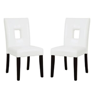 Simple Relax Set of 2 Faux Leather Upholstered Dining Chairs with Cutout Back Design - 1 of 4