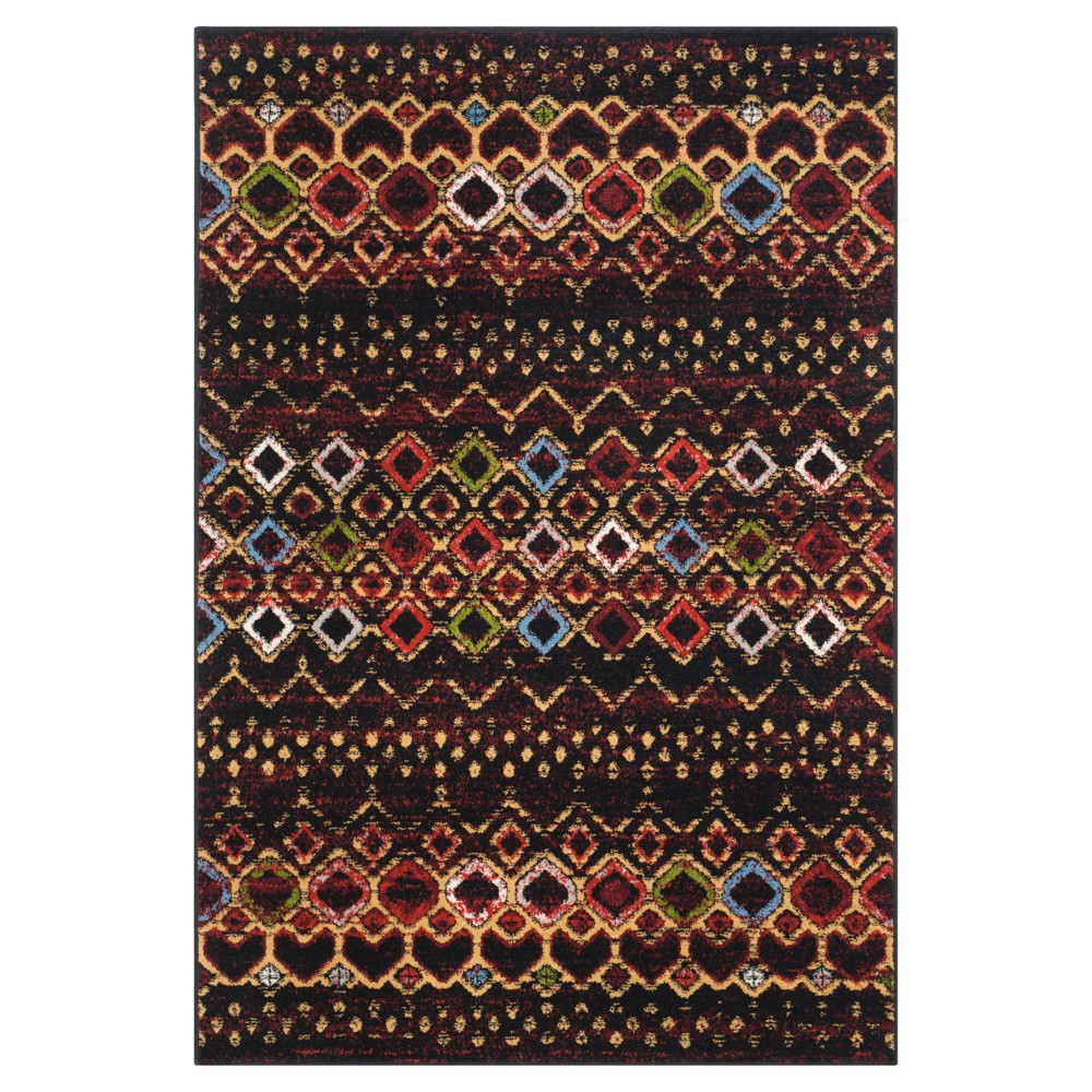 5'1inx7'6in Harry Loomed Geometric Area Rug Black/Multi - Safavieh