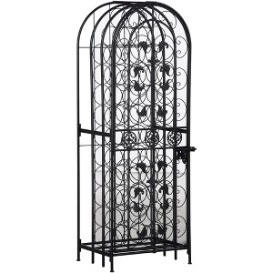HOMCOM 45-Bottle Modern Wine Organizer Decorative Portable Wrought Iron Wine Rack Jail - 1 of 4