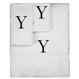 BC BARE COTTON Monogrammed Towel Set, Personalized Gift, Set of 3 - White - Black Block - 1 of 4