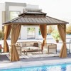 Costway 12 X 10/12 X 12 FT Hardtop Gazebo with  Netting Heavy-Duty Double-Roof Galvanized Metal Top - 2 of 4