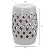 Okak 18" Modern Side Table Ceramic Garden Stool End Table with Woven Lattice Design Decorative PatioTable Outdoor/Indoor for Yard Deck, White - 2 of 4