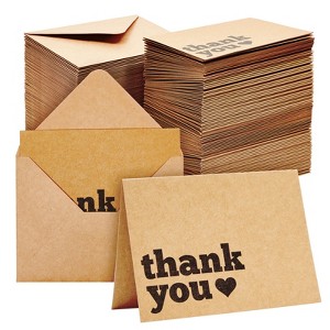 Best Paper Greetings 120 Pack Kraft Paper Thank You Cards with Envelopes - Bulk Thank You Cards for Wedding, Baby Shower (3.5x5 in) - 1 of 4