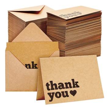 Best Paper Greetings 120 Pack Kraft Paper Thank You Cards with Envelopes - Bulk Thank You Cards for Wedding, Baby Shower (3.5x5 in)