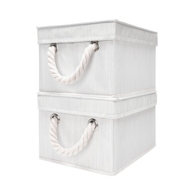 StorageWorks Set of 2 (20L) Storage Bin with Lid and Cotton Rope Handles