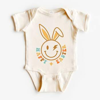 The Juniper Shop Happy Easter Smiley Lightning Bolt Baby Bodysuit