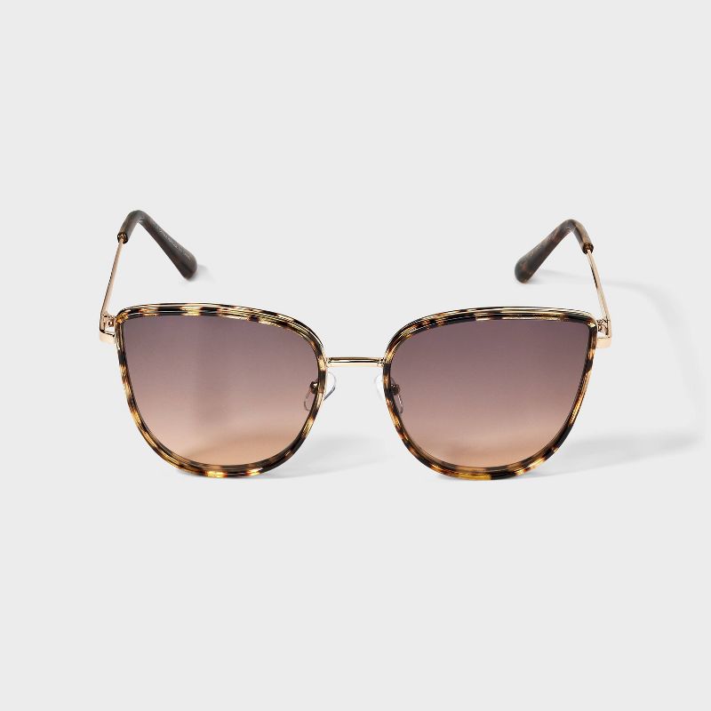 Plastic Metal Combo Cateye Sunglasses- Universal Thread™ Tort