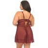 Oh La La Cheri Women's Wynter Sheer Empire Waist Babydoll 75-11544X, Zinfandel, 1X/2X - image 2 of 2