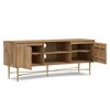 65" Solid Mango Wood and Iron TV Media Stand with Cable Management, Adjustable Shelves and X-Shaped Cross Brace for Living Room and Bedroom - 4 of 4