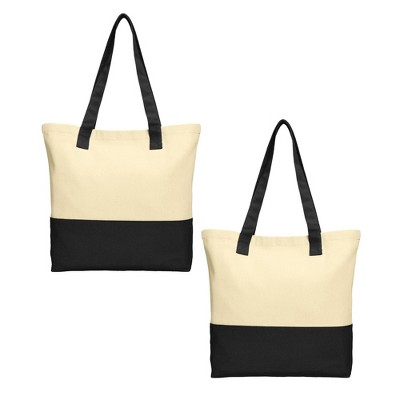 Port Authority Set of 2 Colorblock Cotton Totes with Zippered Pocket
