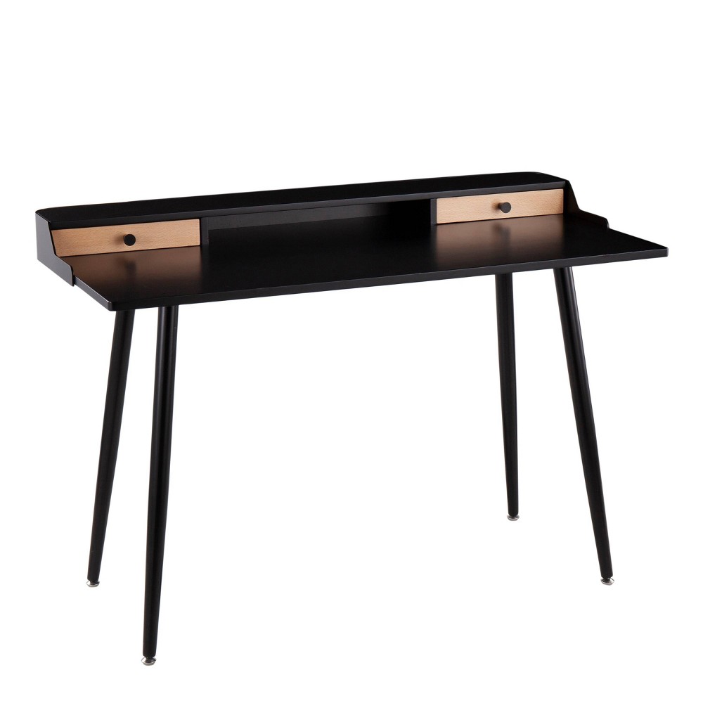 Photos - Office Desk Harvey Contemporary Computer Desk Steel/Wood Black - LumiSource