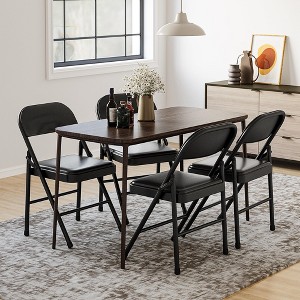 PU Upholstered Foldable Chairs with Metal Frame Hold Up to 350 Pounds, Portable Folding Chairs Suitable for Dining Room, Living Room, Office, Camping - 1 of 4