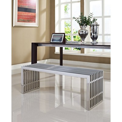 Contemporary 47" Silver Stainless Steel Linear Bench