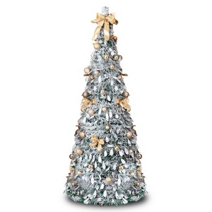 NAYSAYE 6FT Pre-Lit Christmas Tree Fully Decorated Snow Flocked Artificial Xmas Tree for Living Room Home Office, White, 18"*18"*72" - 1 of 4