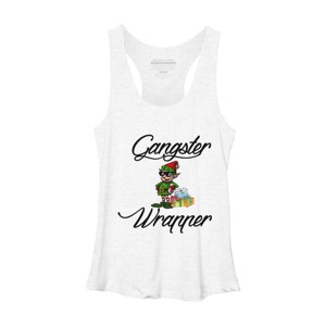 Women's Design By Humans Gangsta Wrapper Adult Ugly Christmas Sweatshirt Gangsta Wrapper By alungu3208 Racerback Tank Top - 1 of 3