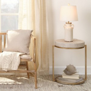 Hudson Ceramic Table Lamp Cream - Splendor Home: Nautical Bedside Lamp with Linen Shade, UL Listed - 1 of 4