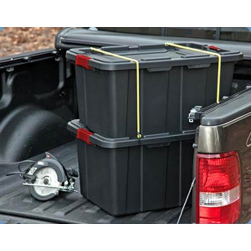 Sterilite 27-Gallon Large Stackable Rugged Storage Tote Container with Red Latching Clip Lid for Garage, Attic, Worksite, or Camping, Black, 5 of 6