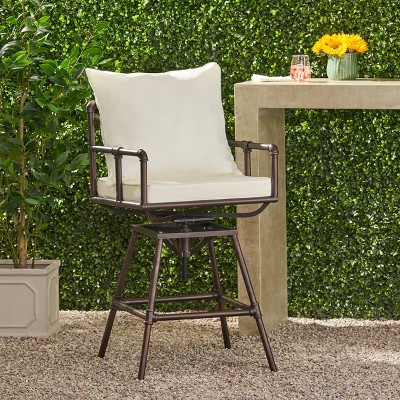 Gulches Outdoor Patio Swivel Bar Stool Height Adjustable Barstool with Cushions£¬Copper