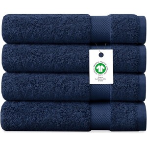 Delara 100% Organic Cotton 650 GSM Long Staple, Soft, Quick Dry & Ultra-Absorbent Bath Sheet (Pack of 4) - 1 of 4