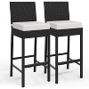 Patio Wicker Barstools With Cushions, Outdoor Wicker Bar Stools Set of 2/ 4, Outdoor Rattan Bar Height Stool Set Armless for Backyard, Poolside - 3 of 4